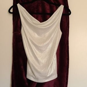 Sliver/white Scoup neck tank top by Shameless